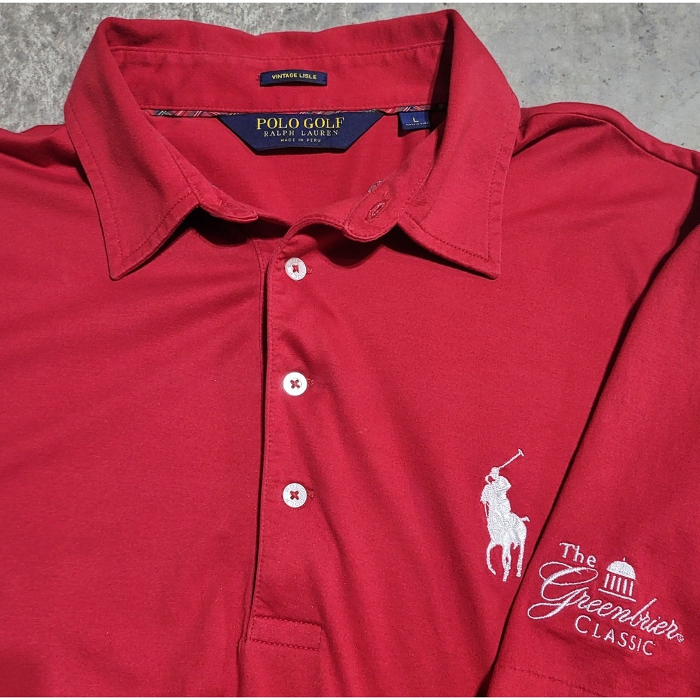 Mens Polo Golf Ralph Lauren Shirt True Red Size Large L Vintage Lisle ~Big Pony! - Picture 12 of 12